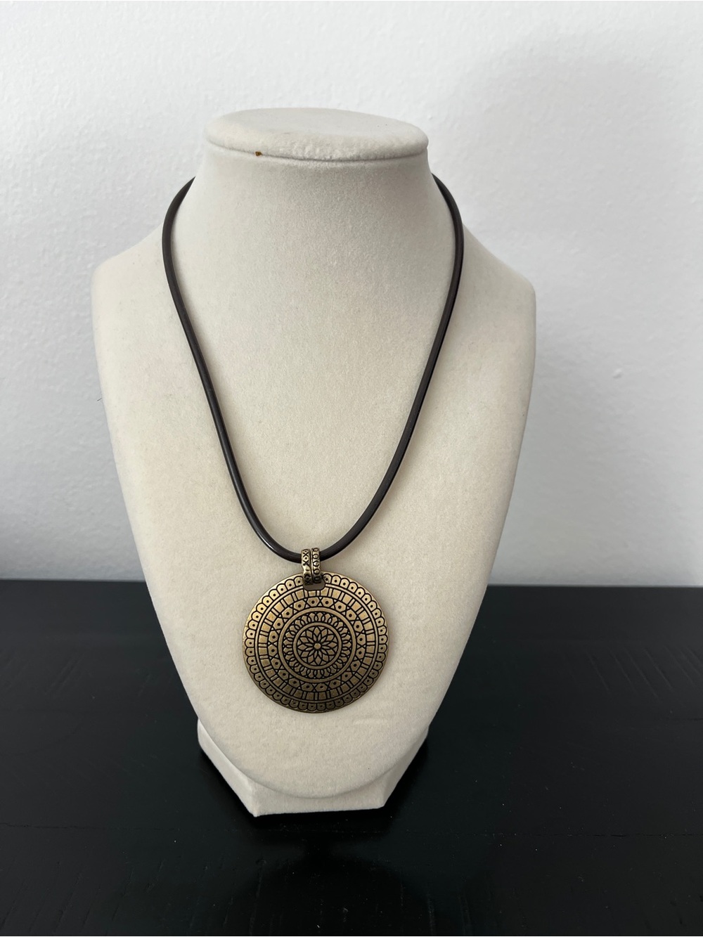 Gold-Tone Mandala Pendant Necklace - Women Jewelry